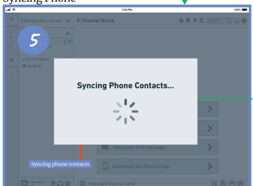Loading state reading 'Syncing Phone Contacts...' while phone contacts sync.